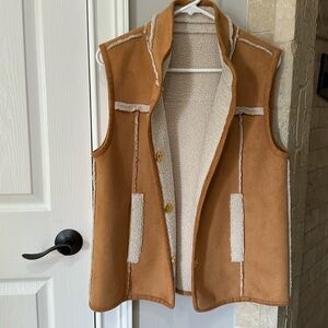 Draper James reversible faux suede shearling vest